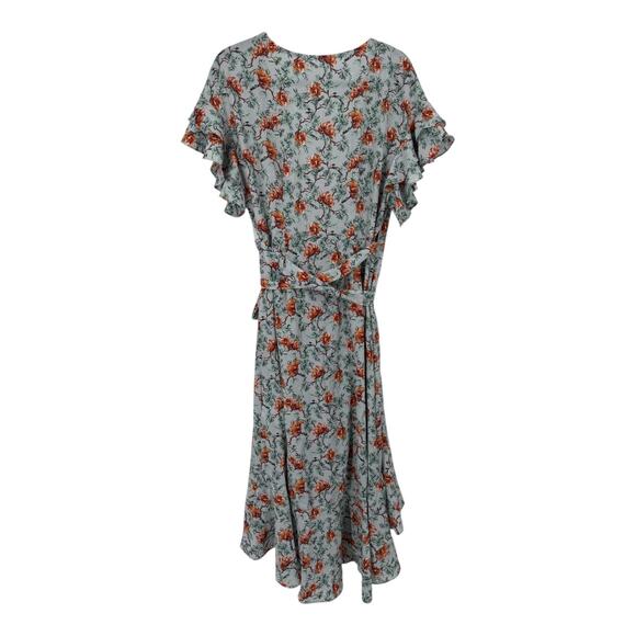 Max Studio ruffle crepe high low wrap midi dress size Medium M - Picture 4 of 8